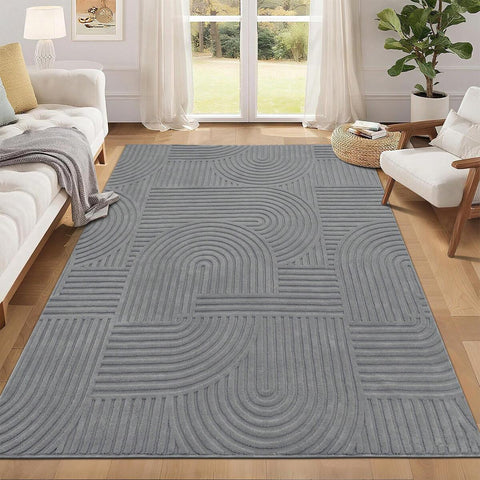 Pauwer Washable Area Rugs For Living Room Modern Beige Solid Color Soft Fluffy Rugs For Bedroom Non Slip Boho Accent Indoor Mat Floor Carpet Cover For Kids Room Dining Room Kitchen Office, Grey
