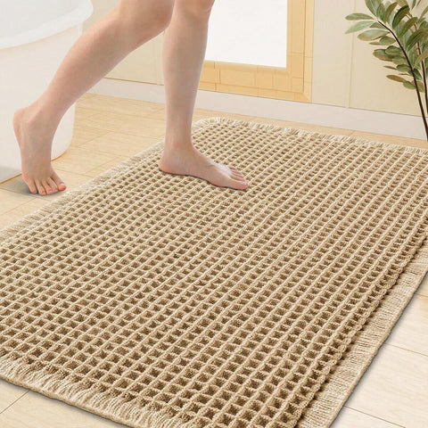 Waffle Bathroom Rugs, Bath Rugs Non Slip Washable, Super Absorbent Bath Mats, Ultra Soft Rubber Backed Shower Mats For Bathroom Floor, Tub And Shower